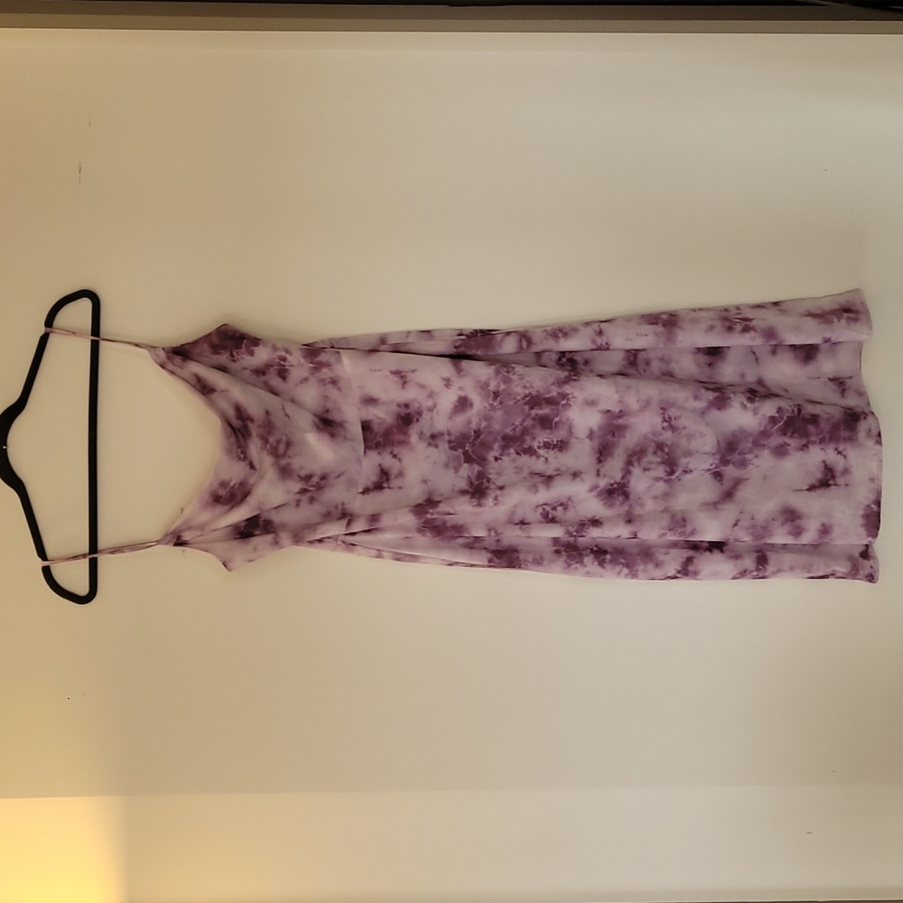NWT - Peiran, Purple Tie-Dye Drapey Mid-Length Dress, S-M